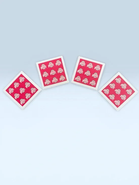 Ohio State Buckeyes NCAA Ceramic Coasters Set (4) Felt Back Red Logo Square EUC - Picture 4 of 5